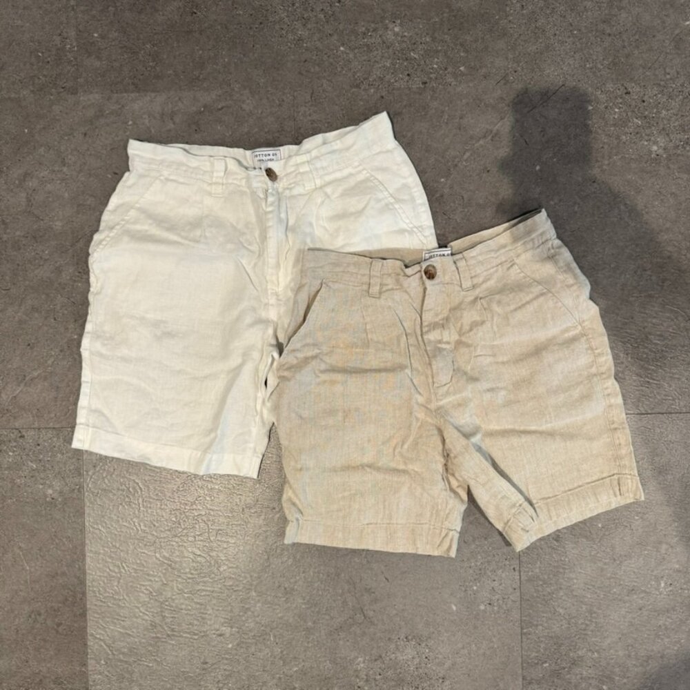 Cotton On White and Beige Linen 6" Shorts Size 30 Waist Like New